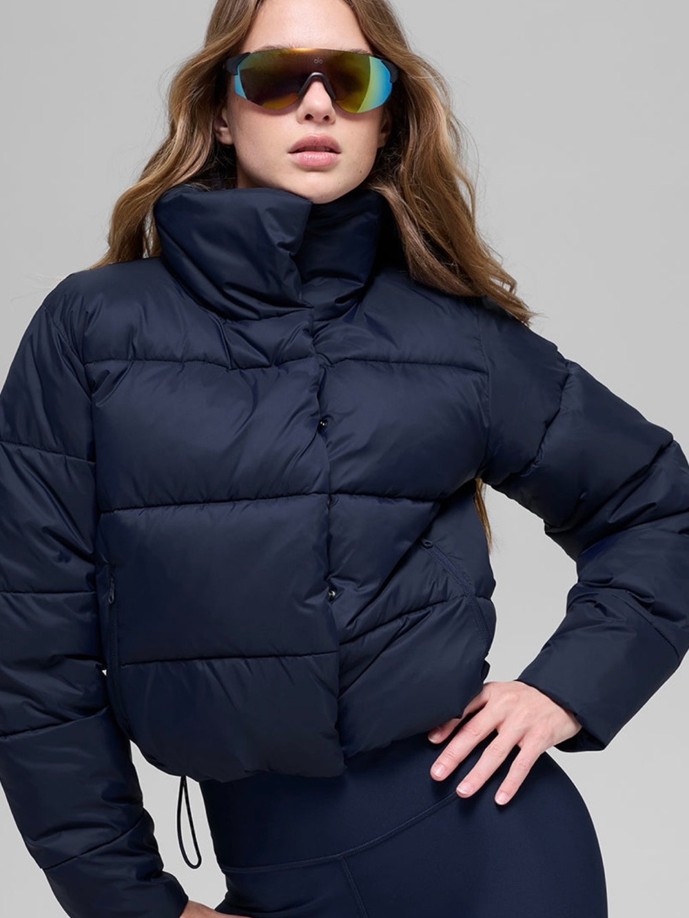 ALO Yoga Gold Rush black Cropped Puffer NWT